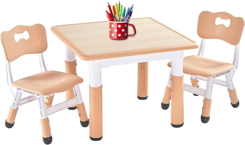 Kids Furniture Set Height Adjustable Bow Cutout Back Modern Minimalist