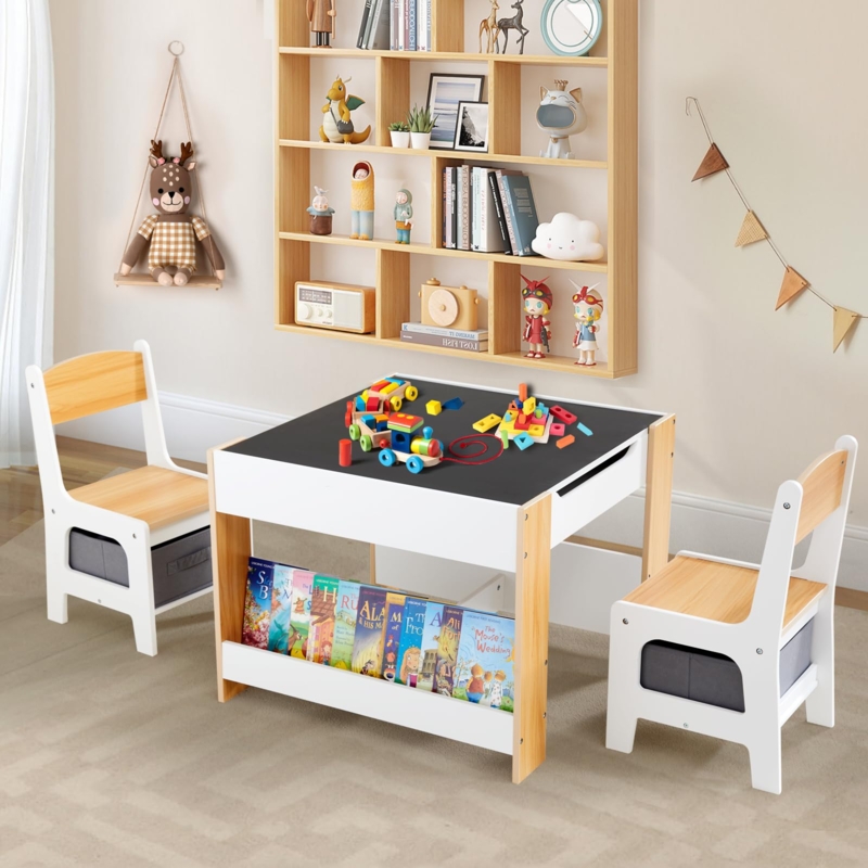 Kids Furniture Set with Integrated Book Storage and Bins