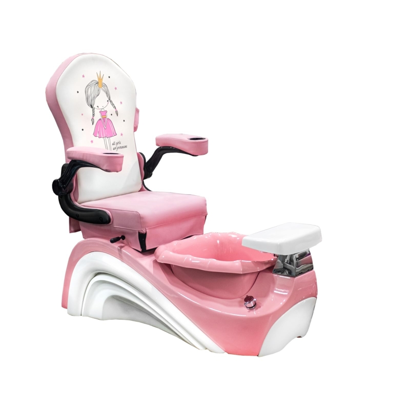 Kids Pedicure Chair with Princess Graphic and Scalloped Pink Basin