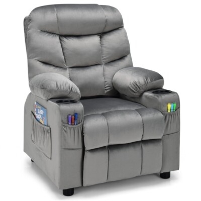 Kids PU Leather Kids Recliner Chair Toddler Upholstered Velvet Seat W/Cup  Holder | eBay
