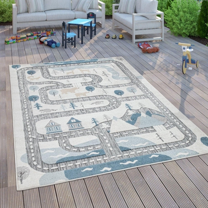 Kids Rug Forest Animal Nursery Rug Muted Color Palette Style
