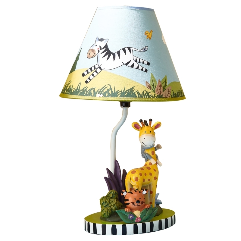 Kids Table Lamp Sculpted Animal Base Zebra Print Shade