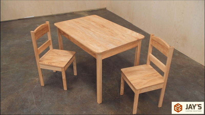 Kids Table Set Arched Top Rail Ladder Back Tapered Leg Activity Table
