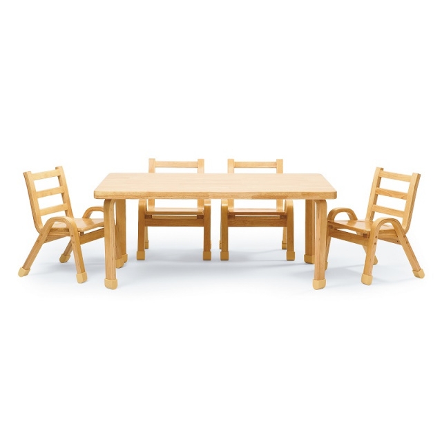 Kids Table Set Bentwood Legs Integrated Armrests Preschool Table