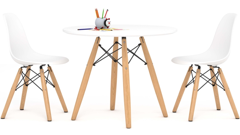 Kids Table Set Eiffel Base Molded Seat Mid Century Modern Nursery Set