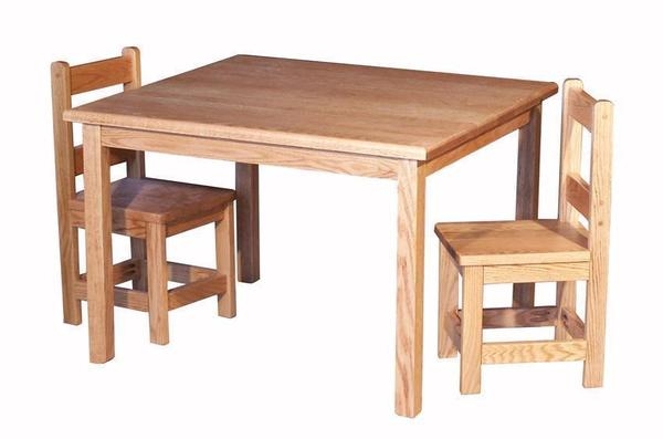 Kids Table Set Solid Oak Slat Back Traditional Children's Furniture