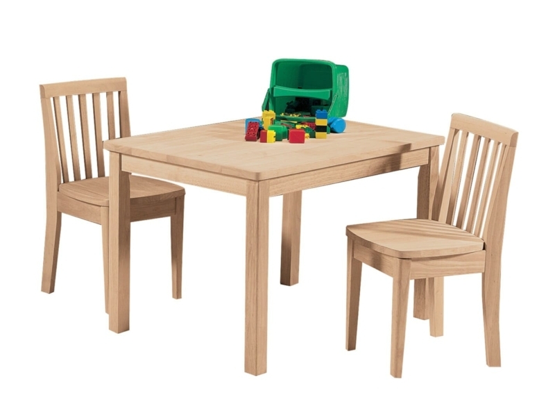 Kids Table Set Three Piece Slat Back Tapered Legs Mission Style