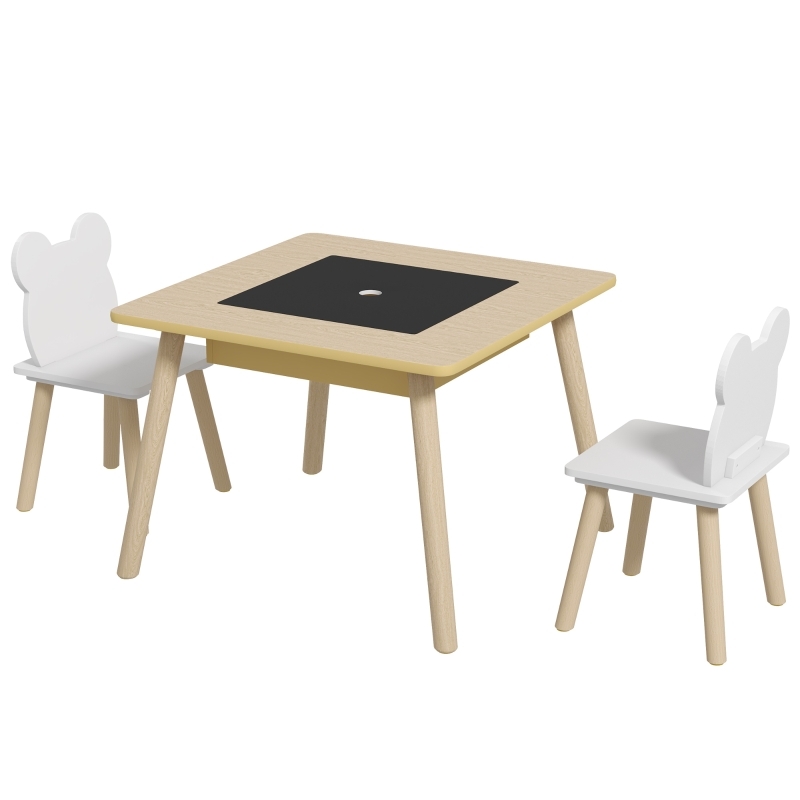 Kids Table Set with Bear Ear Backrests and Convertible Top