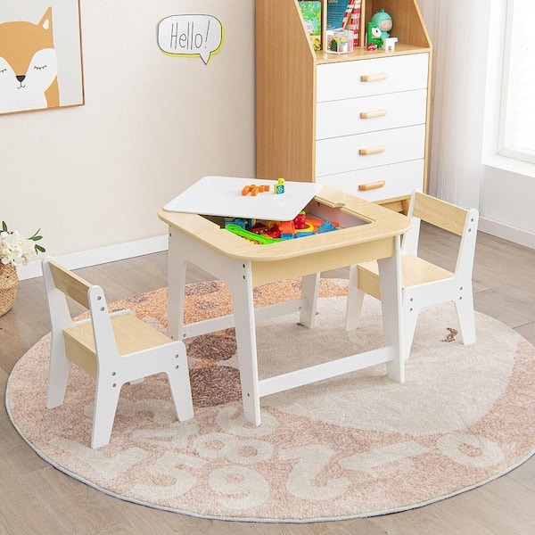 Kids Table Set with Removable Lid and Hidden Storage