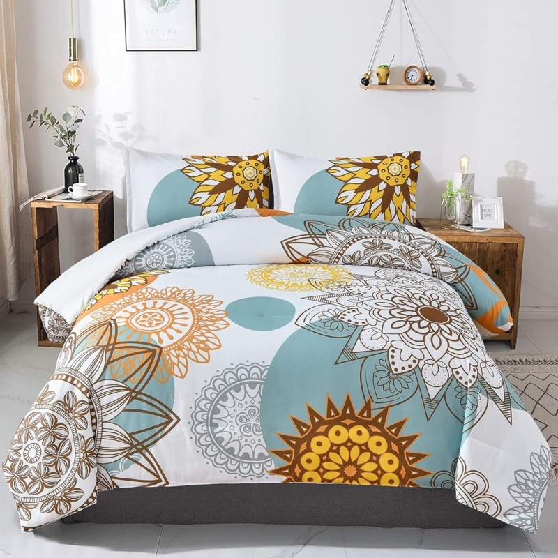 King Bedding Boho Comforter Set King Size 8 Piece Bed In A Bag Burnt Orange  Paisley Comforter King Size