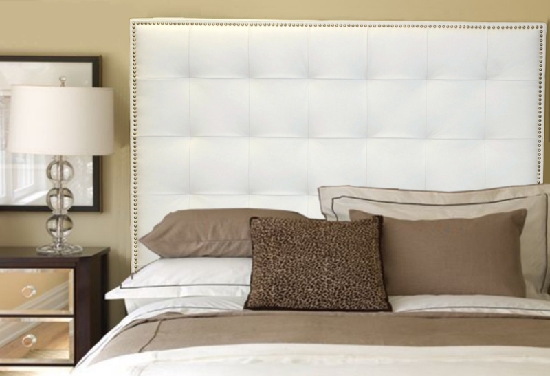 King Headboard, Buttonless Square Tufting with Nailhead Trim