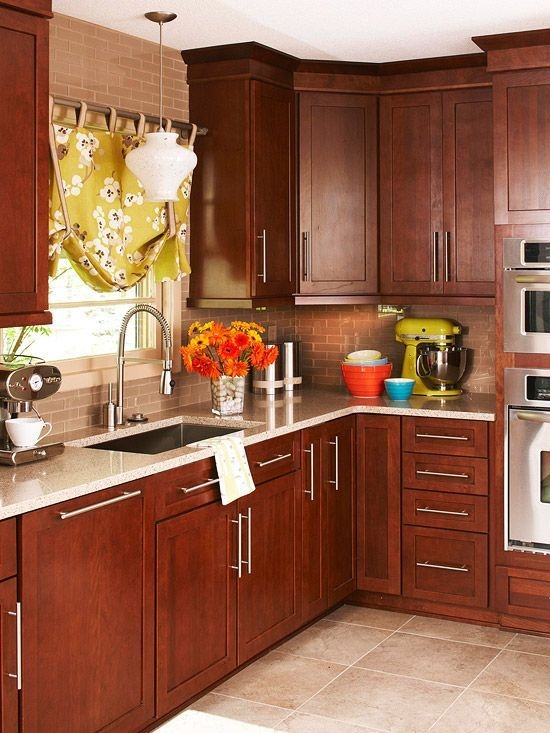 Kitchen Cabinetry with Shaker Doors and Unique Lime Green Accents