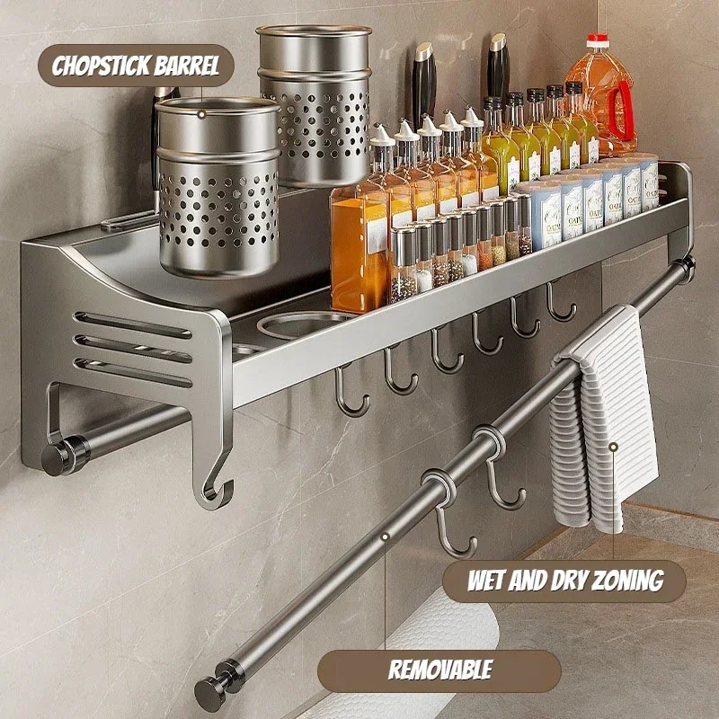 Kitchen Organizer Stainless Steel Shelf With Chopstick Barrel