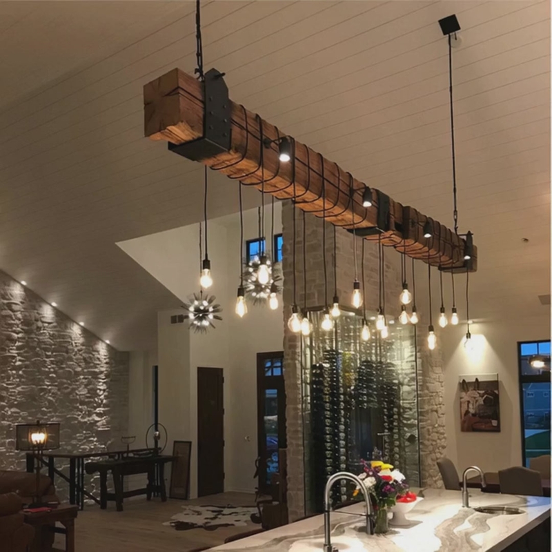 L18 Reclaimed Barn Wood Beam Chandelier  Anthony Shields & Sons
