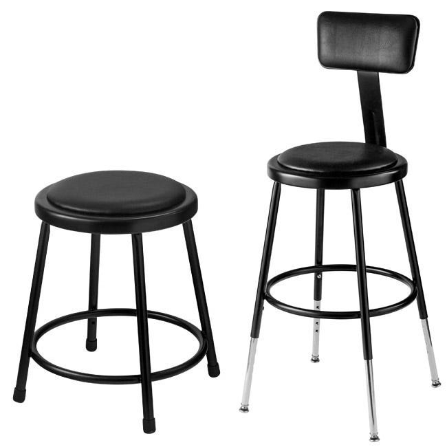 Lab Stool Black Padded Adjustable Height Industrial Science Stools