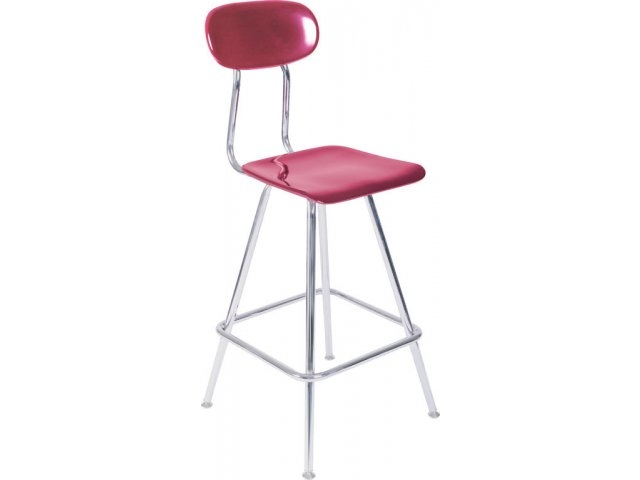 Lab Stool Fixed Height Cranberry Red Hard Plastic Curved Backrest