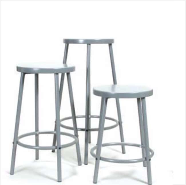 Lab Stool Industrial Metal Cool Grey Tubular Legs Varying Heights