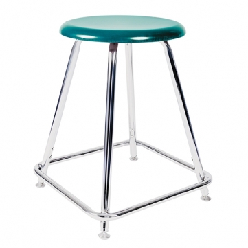Lab Stool Vibrant Teal Glossy Seat Polished Chrome Square Footrest