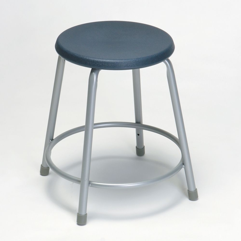 Laboratory Stool Navy Blue Textured Plastic Light Gray Frame