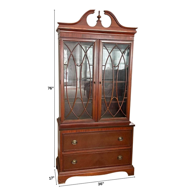 Lacquered China Cabinet featuring a Broken Pediment Top