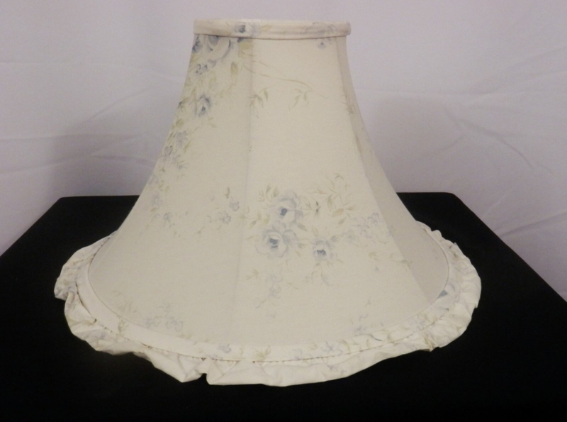 Lamp Shade Cottage Style with Blue British Rose Pattern and Ruffle