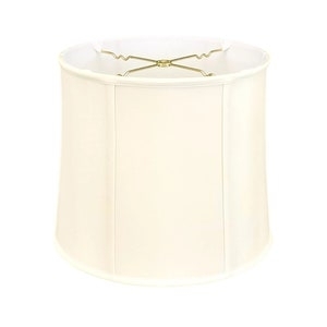 Lamp Shade Cream Paneled Construction Vertical Piping Spider Fitter