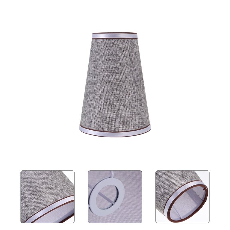 Lamp Shade Heathered Gray Texture Double Border Trim E14 Fitter