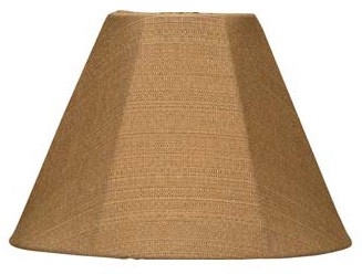 Lamp Shade, Hexagonal Faceted Shape, Tan Woven Weatherproof Fabric