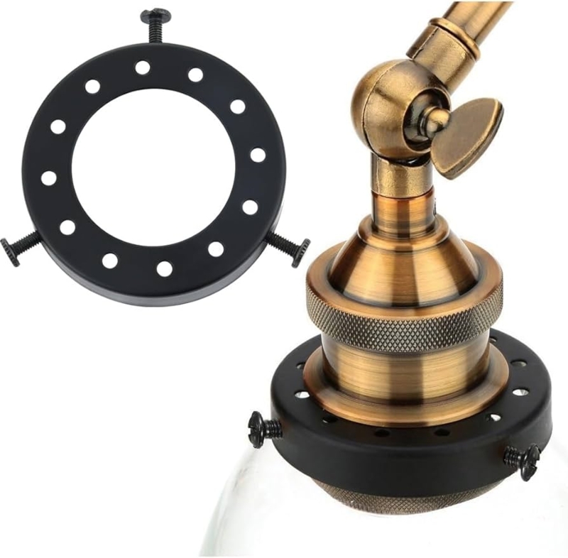 Lamp Shade Holder Knurled Antique Brass Thumb Screws Matte Black