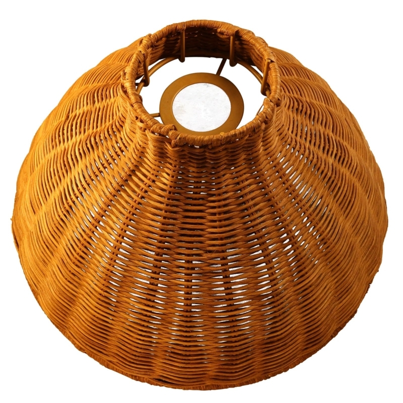 Lamp Shade Honey Brown Tight Basket Weave Tapered Boho Wicker Light Cover