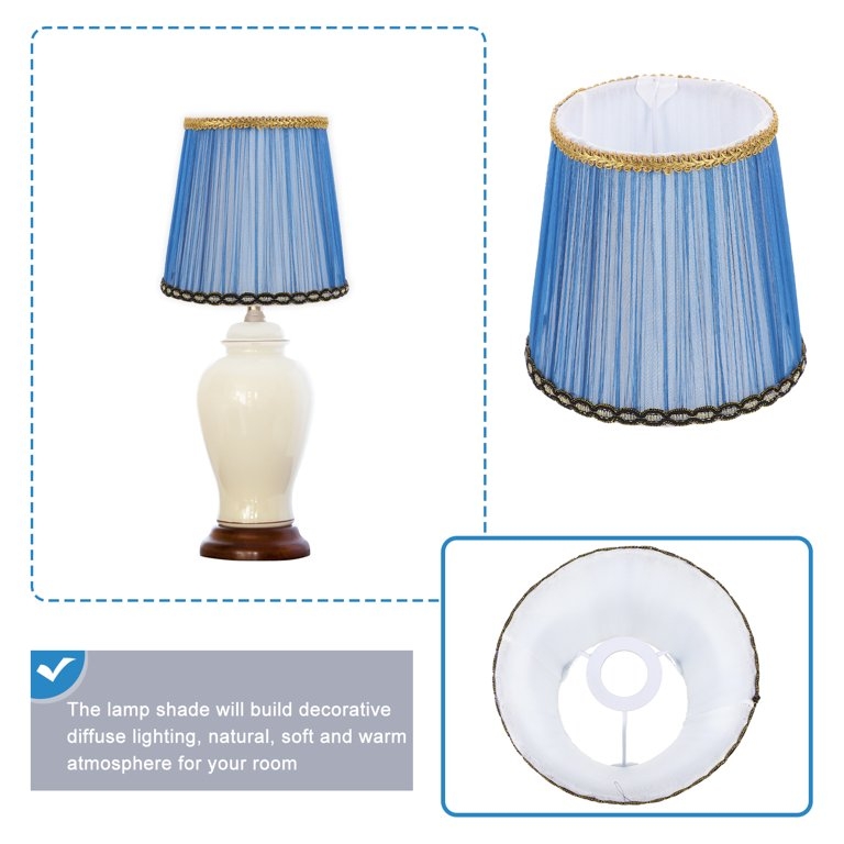 Lamp Shade Royal Blue Pleats Gold Braid Trim Tapered Empire Traditional