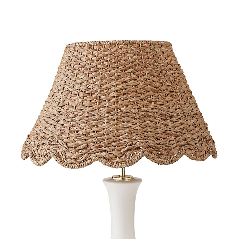 Lamp Shade Scalloped Edge Empire Silhouette Woven Seagrass Coastal
