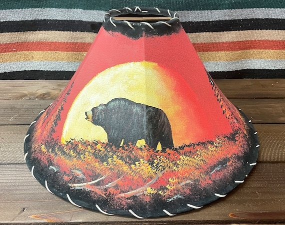 Lamp Shade Southwestern Bear Lamp Shade Hand Painted Sunset Orange