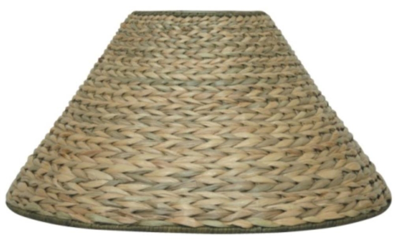Lamp Shade Woven Seagrass Sage Green Accents Reinforced Rim Tapered