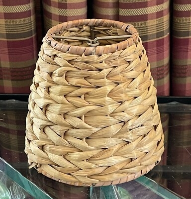 Lampshade Clip On Fitter Chunky Weave Seagrass Wicker Coastal