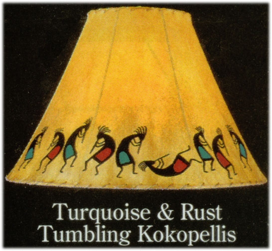 Lampshade: Kokopelli Empire Shade with Turquoise and Rust Accents