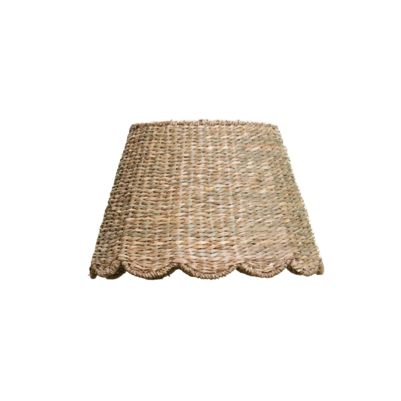 Lampshade Scalloped Tapered Braided Trim Seagrass Coastal Chic