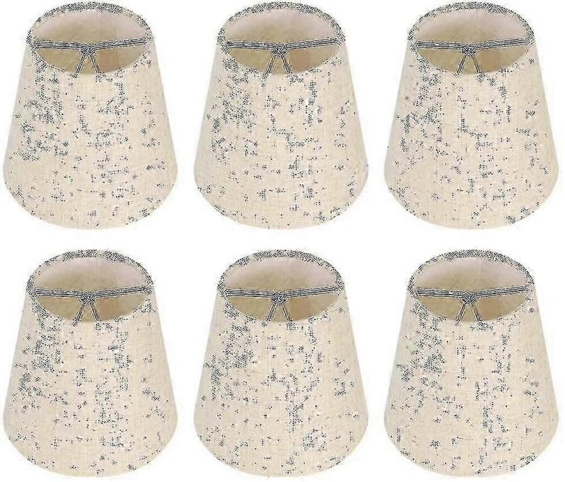 Lampshade Set of 6 Speckled Pattern Linen Texture Indigo Blue Dots