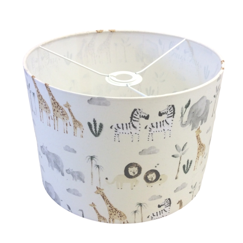 Lampshade Watercolor Safari Print Spider Fitter Rolled Edge