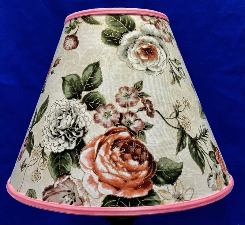 Lampshade with Pink Trim and Empire Shape, Victorian Rose Lampshade