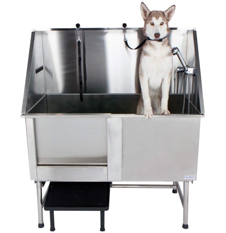Large Industrial Dog Grooming Tub with Pull Out Ramp