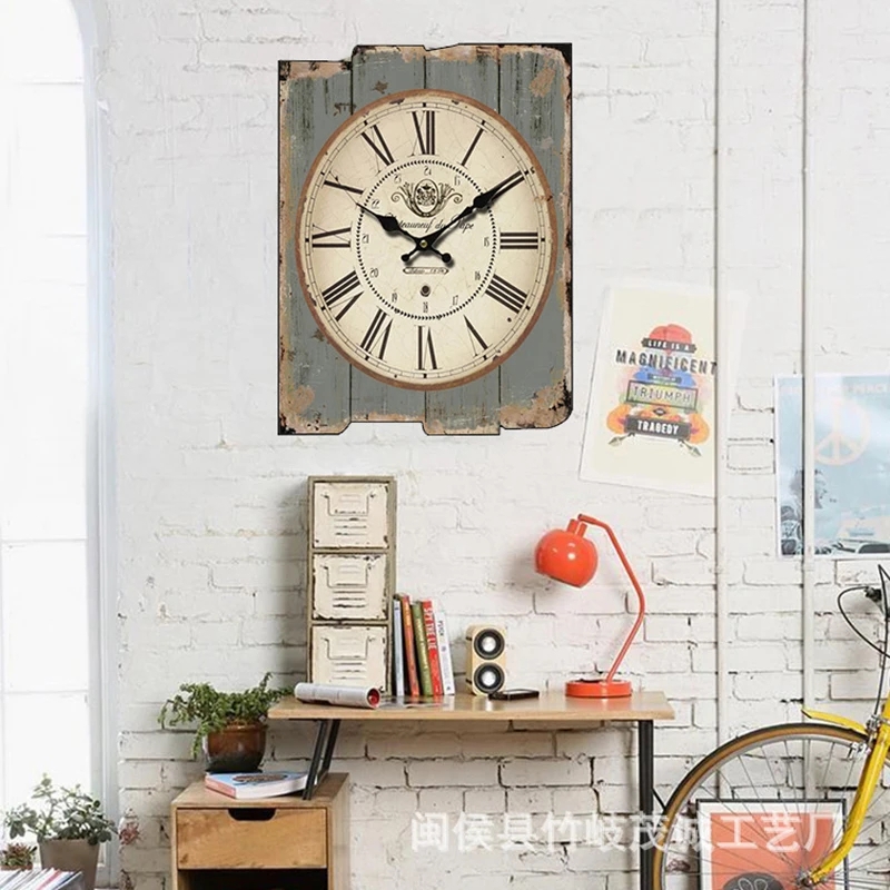 Large Square Wall Clock Retro Wood Creative Vintage Clocks Wall Home Decor Shabby  Chic Silent Wall Watch Orologio Da Parete D079 - AliExpress