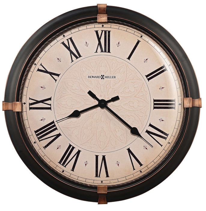 Large Wall Clock Cardinal Brackets Mandala Dial Bronze Accents