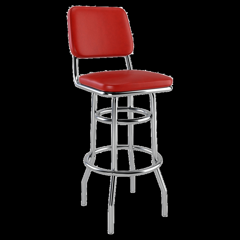 Laterca Diner Bar Stool with Double Ring Chrome Frame