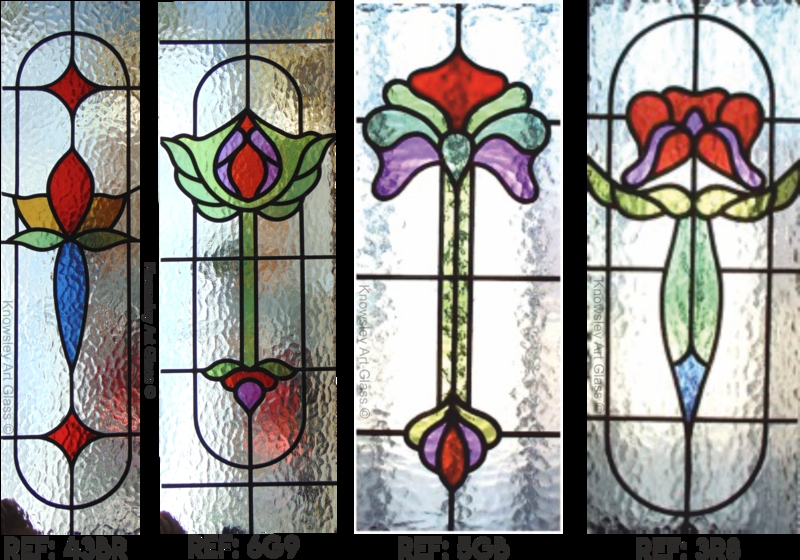 Leaded Glass Panels Victorian Hammered Texture Jewel Tones Botanical