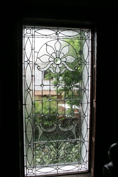 Leaded Glass Window Clear Textured Glass Jewels Victorian Floral