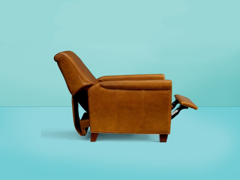 Leather-Like Recliner with Rolled Back and Track Arms