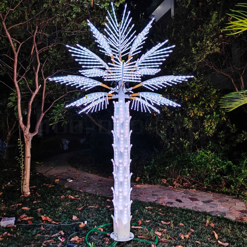 LED Palm Tree Luminous Resort Decor with Illuminated Scale Texture Trunk