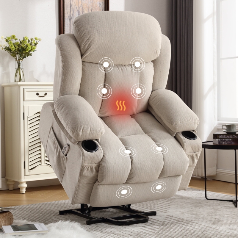 Lift Recliner with Massage and Heat | Ivory Power Lift Orthopedic Chair