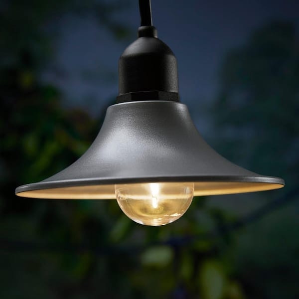 Light Bulb Shade, Textured Silver Flared Bell for String Lights